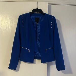 Royal Blue Blazer with gold Studs and zippers